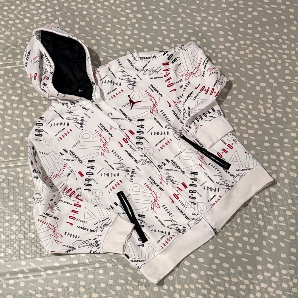 Jordan White and Black Zip-Up Sweater